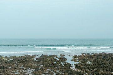 Surfers in the sea | Atlantic coast Brittany | France travel photography by HelloHappylife