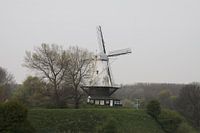 White Dutch windmill in the Winter