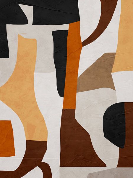 Organic geometric abstract art in earth tones by Online Arts