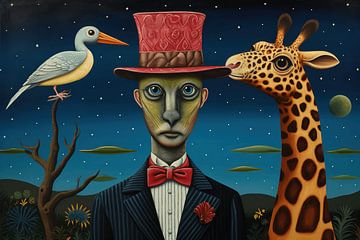 Man with giraffe by Ton Kuijpers