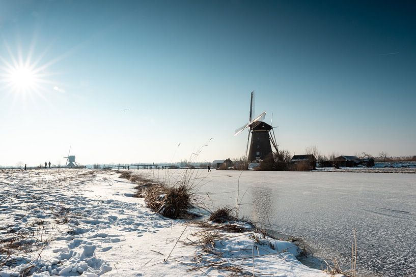 Mühle im Winter in Kinderdijk von Ilse Dijkstra