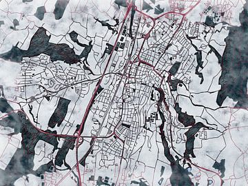 Kaart van Ravensburg in de stijl 'White Winter' van Maporia