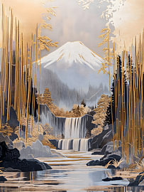 Paysage du mont Fuji doré sur IamHomeStudio