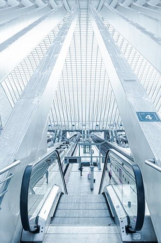 Escalator dans un bâtiment blanc moderne | Photographie d'architecture