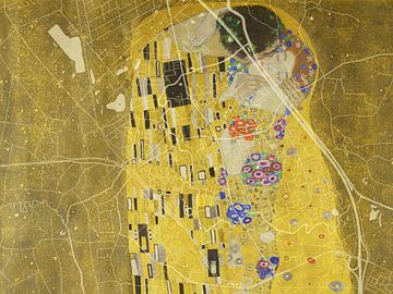 Kaart van Boxtel met de Kus van Gustav Klimt van Map Art Studio