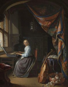 A Woman playing a Clavichord, Gerrit Dou