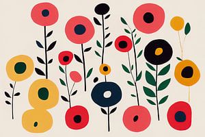 Buntes florales Muster im Stil von Marimekko II