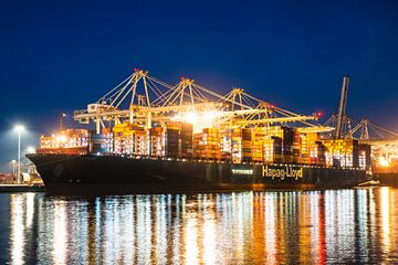 Containerschip aangemeerd bij de containerterminal van Sjoerd van der Wal Fotografie