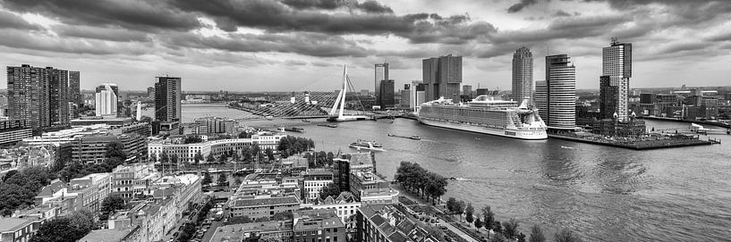 Harmony of the Seas in Rotterdam - Panorama - Zwart Wit van Sylvester Lobé