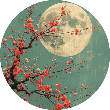 Bloesem en volle maan in Japan van Studio Allee