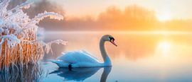 Cygne dans la lumière d'hiver sur Poster Art Shop