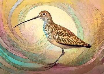 Portrait of a curlew by Kees van den Burg