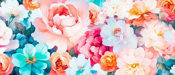 Bunte Blumenwiese in Aquarelltechnik von Poster Art Shop