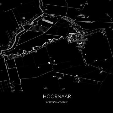 Zwart-witte landkaart van Hoornaar, Zuid-Holland. van Rezona