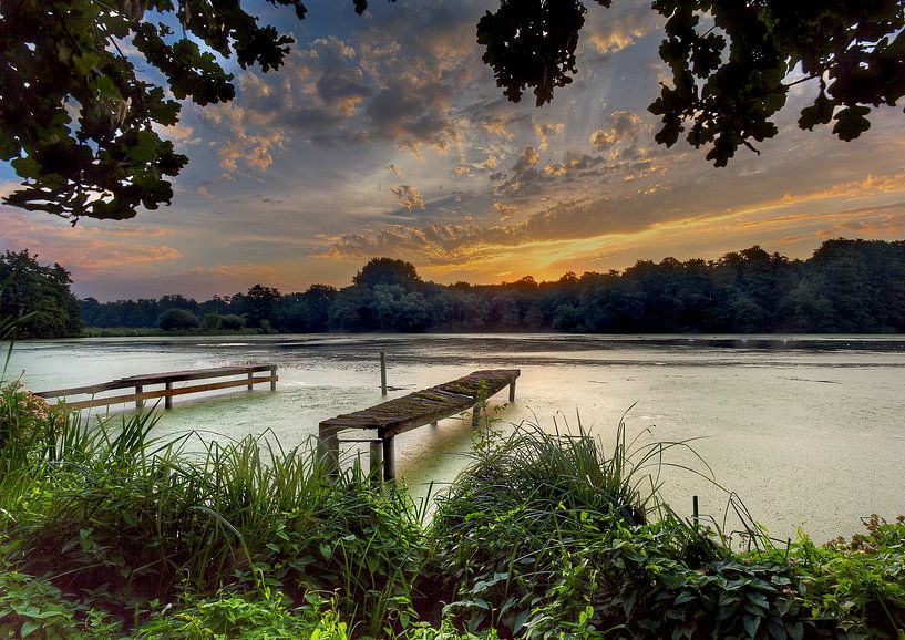 Sonnenaufgang am Wasser See am Wittsee Deutschland von Twan van den Hombergh