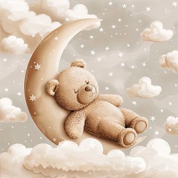 Slapende beer op wolken van Poster Art Shop