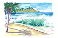 Waikiki-golven met oceaannevel in Honolulu Hawaï van Markus Bleichner thumbnail