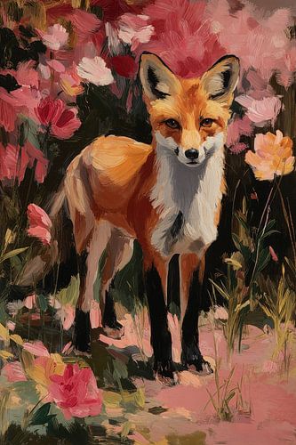 Vos in een bloemenparadijs