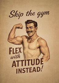 Retro-Fitnessplakat mit Muskelmann von Hecate Pim