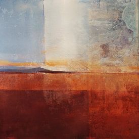 Abstract industrieel landschap in warme Tangerine Twist kleuren van MadameRuiz