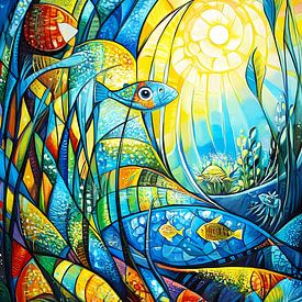 Welt unter Wasser. Leuchtende Farben, Buntglas von Jan Bechtum