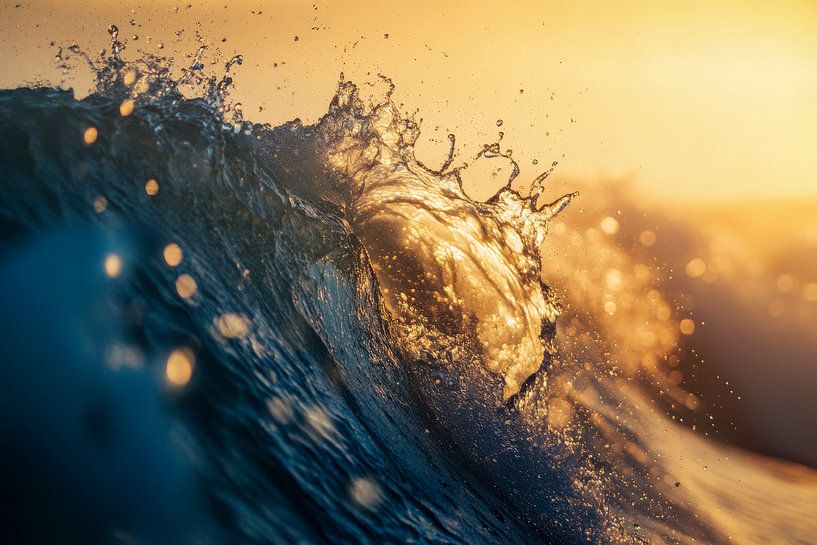 Vague d'eau dans la lumière dorée par Poster Art Shop