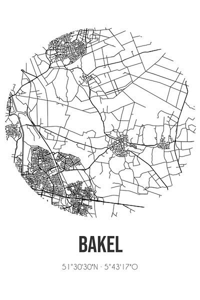 Bakel (Noord-Brabant) | Map | Black and white by Prints of Place