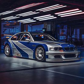 M3 GTR Legendarische straatracer - Zilver & blauwe editie van Ma Chan