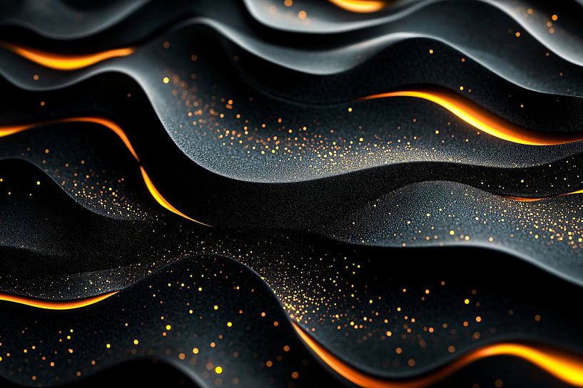 Luxe abstract zwart en goud van Art & Soul Creations