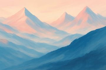 Pastellicht over gelaagde bergen