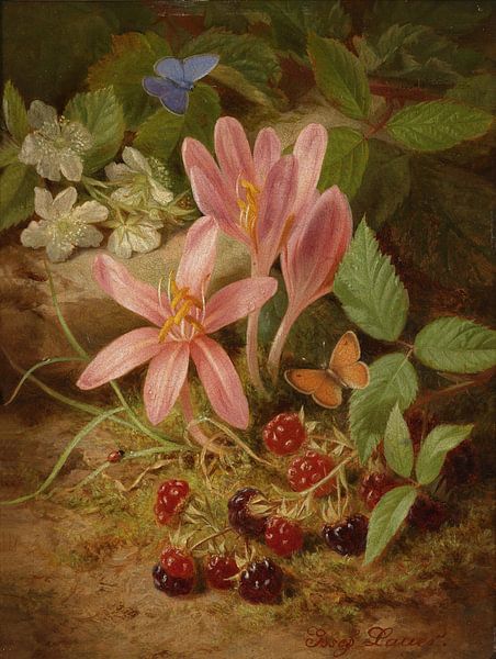 Fleur d'automne avec des mûres, Josef Lauer par Des maîtres magistraux