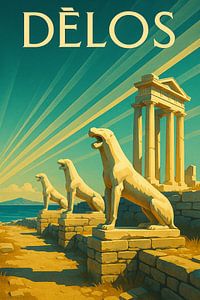 Délos Sacred Island Poster - Vintage Art Deco Stil