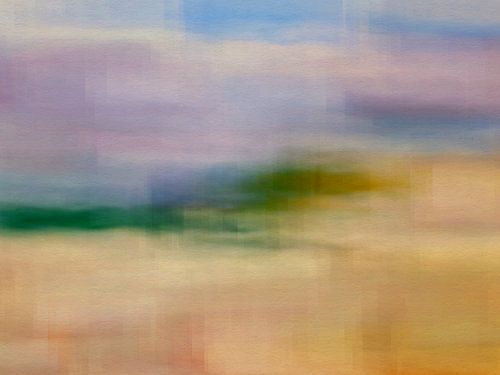 Lebendige abstrakte Landschaft, sanfter pastellfarbener Horizont von Dina Dankers