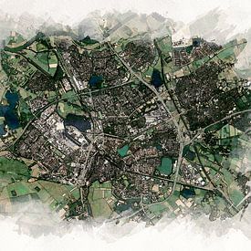 Kaart van 's-Hertogenbosch in Aquarel Stijl van Aquarel Creative Design