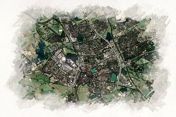 Kaart van 's-Hertogenbosch in Aquarel Stijl van Aquarel Creative Design