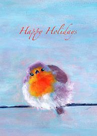 Wunderlicher Vogel auf einem Draht Happy Holidays von Karen Kaspar