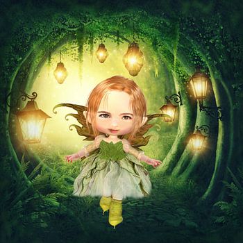 Elf in het bos - (mail je eigen foto, ik tover je kind om in een elf)