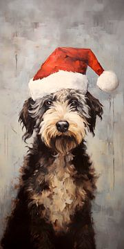 Labradoodle met een kerstmuts op van Whale & Sons