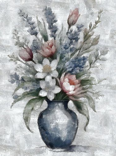 Lentebouquet, tempera geschilderd van DigiArt