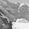 Le Mont-Blanc et ses glaciers sous le soleil, monochrome sur Luci Boreali