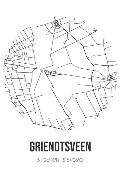 Griendtsveen (Limburg) | Map | Black and white by Prints of Place