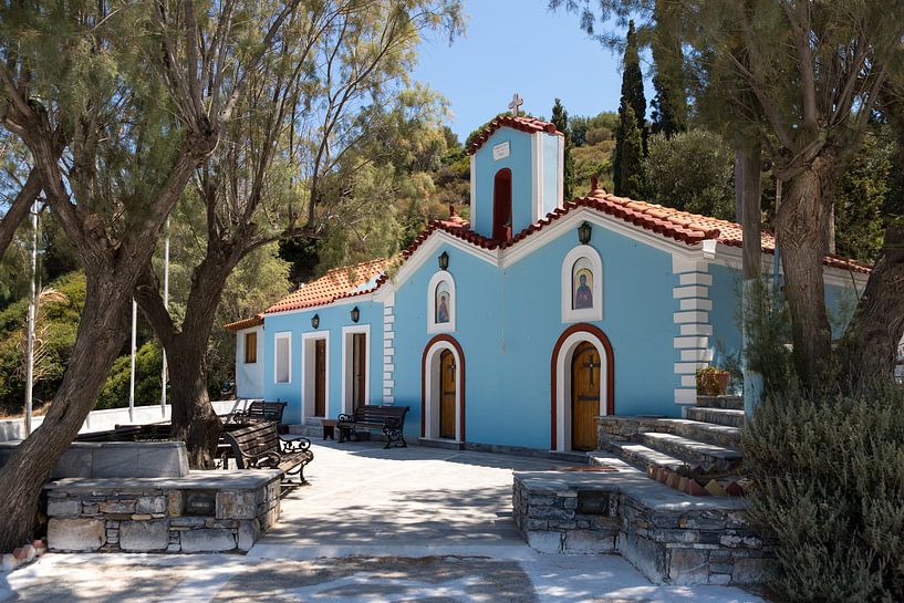 L'église bleue sur Samos par Elly Damen