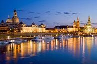 Dresden met de Frauenkirche 's nachts met de Frauenkirche van Werner Dieterich thumbnail