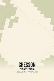 Vintage landkaart van Cresson (Pennsylvania), USA. van Stad & Wand