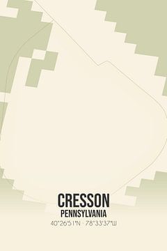 Vieille carte de Cresson (Pennsylvanie), USA. sur Rezona