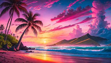 Sunset on the beach by Mustafa Kurnaz