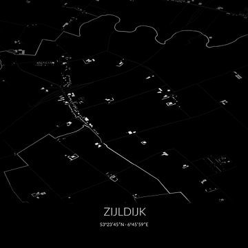 Schwarz-weiße Karte von Zijldijk, Groningen. von Rezona