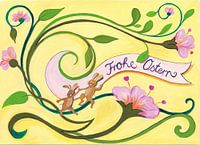 Frohe Ostern mit Blumen