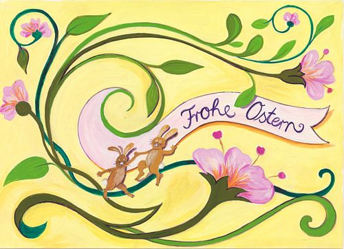 Frohe Ostern mit Blumen