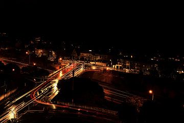 Stadsgezicht van  Wellington in de nacht van Senta Bemelman